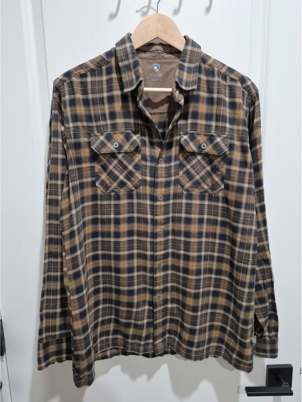 KUHL Plaid Flannel Button Down Shirt Medium - Cotton Tencel Blend